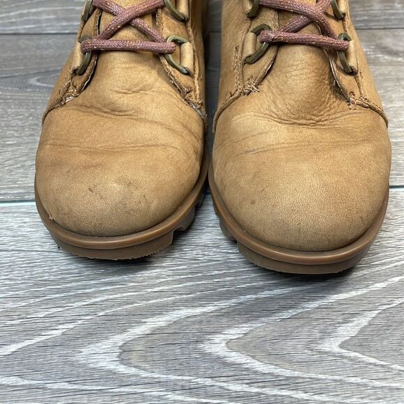 Sorel Phoenix Short Lace Waterproof Camel Leather Women's Sz 8 Lace-Up Boots - Picture 11 of 11